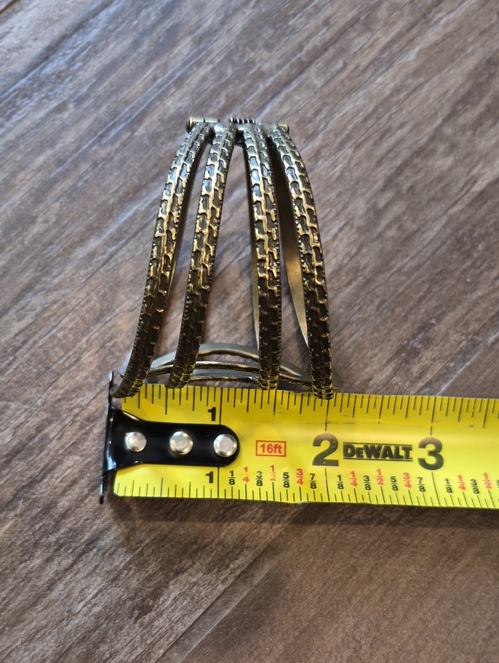 Vtg Textured Antique Bronze Tone Hinged Cuff Bracelet - Picture 12 of 12